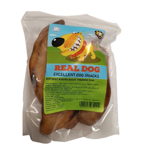 RD72022 Real Dog Snacks Kiaulės ausys vidutinės 3vnt. paveikslėlis