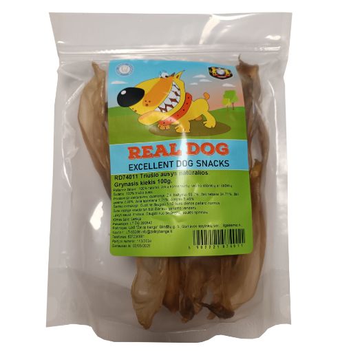 RD74011 Real Dog Snacks Triušio ausys naturalios 100g paveikslėlis