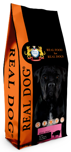 RD70196 REAL DOG PUPPY-JUNIOR All Breeds PORK & RICE 20kg paveikslėlis