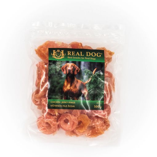 RD-114 REAL DOG SNACKS Minkšti vištienos file žiedai 500g paveikslėlis