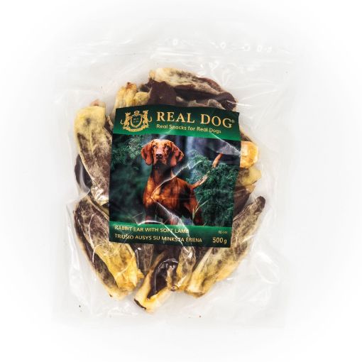 RD-144 REAL DOG SNACKS Triušio ausys su minkšta ėriena 500g paveikslėlis