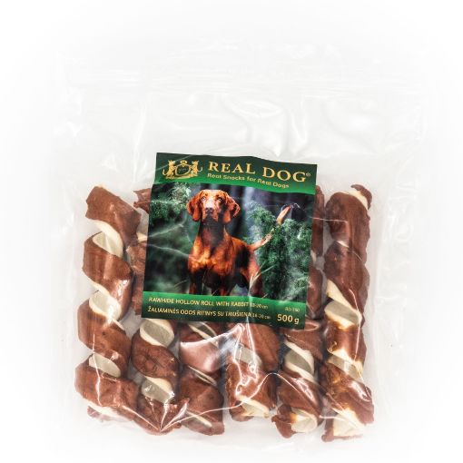 RD-150 REAL DOG SNACKS Žaliaminės odos spyruoklė su triušiena 18-20cm 500g paveikslėlis