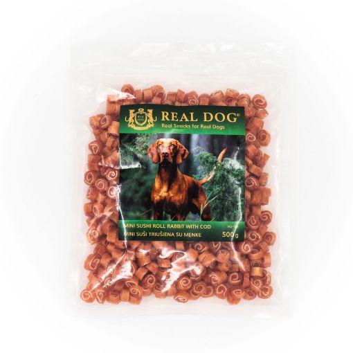 RD-153 REAL DOG SNACKS Mini suši triušiena su menke 500g paveikslėlis