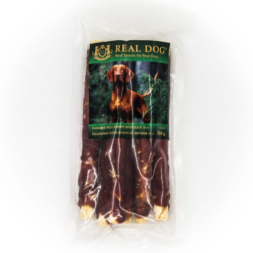 RD-260 REAL DOG SNACKS Žaliaminės odos ritinys su antiena 25cm 500g paveikslėlis